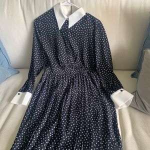 ZARA BASIC dress size L navy blue/white